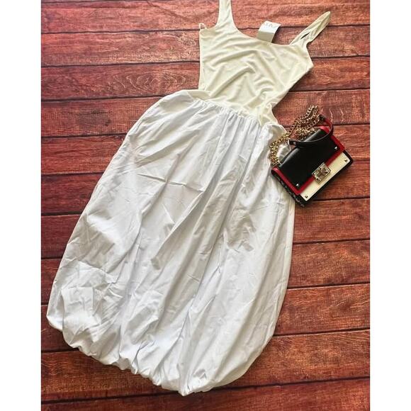 ZARA BLOGGER FAVE!!! Sleeveless Balloon Midi Dress NWT | White Knit M - Picture 16 of 16